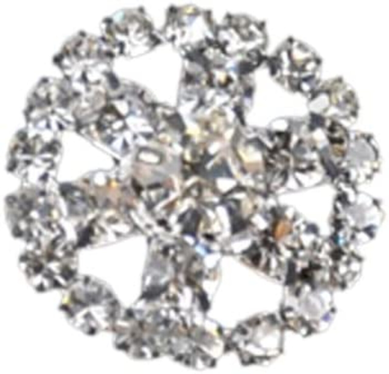 Belagio Rhinestone Shank Button, 0.75" Diameter, 1 Piece, Wheel Design, Silver/Crystal